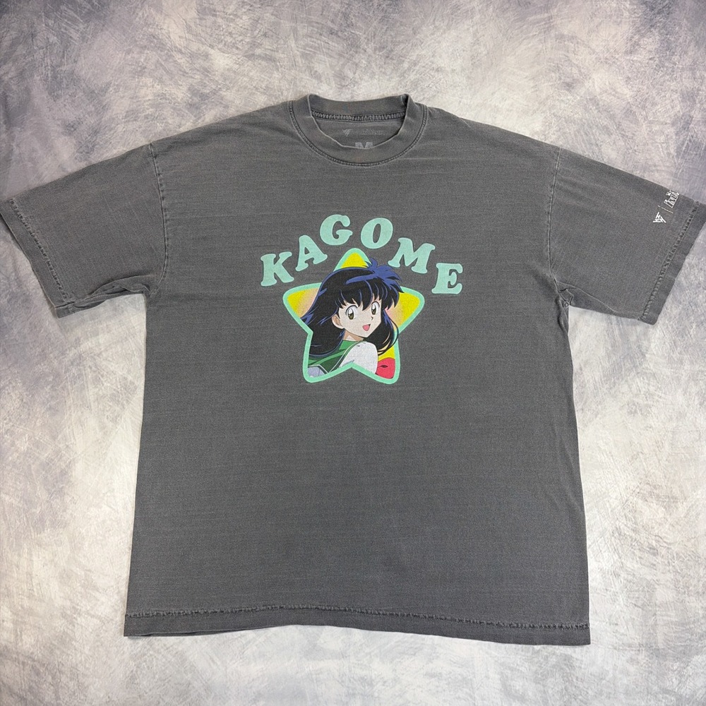 Hypland Inuyasha Kagome Tee Mens Size M Grey Washed Graphic Anime Shirt
